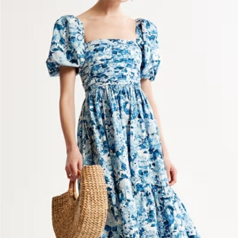 A&F Poplin Puff Sleeve Midi Dress, XXL US18